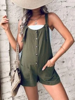 SHEIN Maternity Button Front Dual Pocket Pinafore Romper Without Tube Top -Curated Swimwear 168386898165673b0a10458022ab66a0c5b04f40d3 thumbnail 405x552