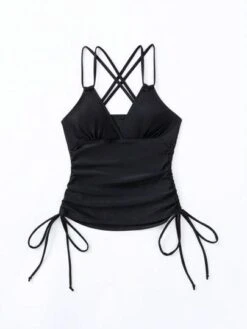 Drawstring Side Criss Cross Backless Tankini Top -Curated Swimwear 1683872293a3849ceaf7b6e93a8ae35a1277ca4ff6 thumbnail 405x552