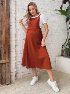 SHEIN Maternity Solid Overall Dress Without Tee -Curated Swimwear 1683872531a4b8d5052cff9d5573d8e1591908d674 thumbnail 405x552