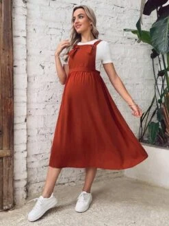 SHEIN Maternity Solid Overall Dress Without Tee -Curated Swimwear 16838725343e523bc720c8b86c671be11b960a8d99 thumbnail 405x552