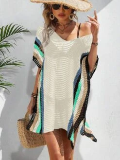 Striped Pattern Batwing Sleeve Cover Up Dress Without Bikini -Curated Swimwear 1683876948cf5ebeacbc3f8a130bec3bcd585dcea7 thumbnail 405x552