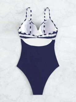 Striped Twist Push Up One Piece Swimsuit