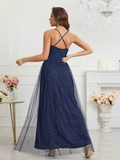 Split Thigh Mesh Cami Dress