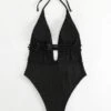 SHEIN Plunging Neck Tie Back One Piece Swimsuit
