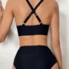SHEIN DD+ Colorblock High Waisted Bikini Swimsuit -Curated Swimwear 16841152188174f8270183254432c929a6823a77c6 thumbnail 405x552
