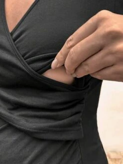 SHEIN Maternity Cross Wrap Front Puff Sleeve Nursing Tee -Curated Swimwear 16841153712139df10d8b51a2c06d600b2ddb9634b thumbnail 405x552