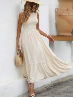 SHEIN VCAY Solid Ruffle Hem Dress -Curated Swimwear 1684115458d394c47b8b29b26aa3dca7eff6c92c8c thumbnail 405x552