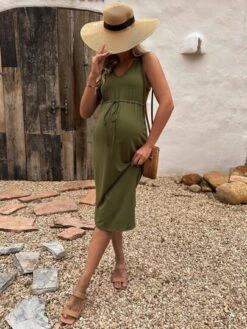 SHEIN Maternity Drawstring Waist Curved Hem Dress -Curated Swimwear 1684115531a6a4886605ab2bd8077ca1aafa4eb745 thumbnail 405x552