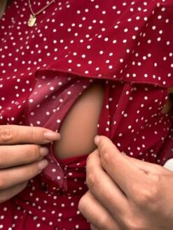 SHEIN Maternity Polka Dot Print Butterfly Sleeve Belted Nursing Blouse -Curated Swimwear 168411565570cc7cf2422029e6b22440da9e4ac005 thumbnail 405x552