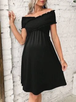 SHEIN Maternity Off Shoulder Frill Trim Dress -Curated Swimwear 16841156994d88df9b69ee87401a055bc70299c740 thumbnail 405x552