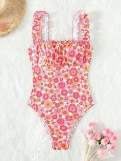 Floral Print Frill Trim One Piece Swimsuit -Curated Swimwear 16841270828d14f291ad7be52baa390b83957e0ef2 thumbnail 405x552