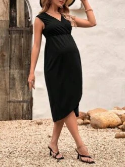 SHEIN Maternity Solid Wrap Hem Dress -Curated Swimwear 1684127799a4552e7101fadc5f86bf4f98c7eebf50 thumbnail 405x552