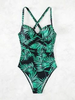 Tropical Print Criss Cross Push Up One Piece Swimsuit -Curated Swimwear 16841441215fa739eb86977a2cad9c42f48d74922d thumbnail 405x552