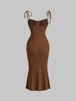 SHEIN MOD Tie Front Ruched Bust Cami Dress