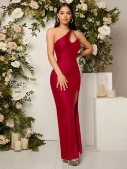 SHEIN Belle One Shoulder Cut Out Ruched Split Thigh Dress -Curated Swimwear 16844732144d80cce6a7d0f01745f7bfb6df03ee4b thumbnail 405x552