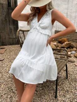 SHEIN Maternity Ruffle Trim Ruffle Hem Dress -Curated Swimwear 168463855744d6d3a9a4f4878d761e2919bf8b140d thumbnail 405x552