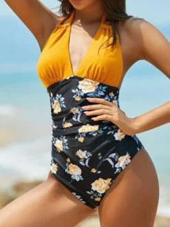 Floral Print Ruched Halter One Piece Swimsuit -Curated Swimwear 1684726882c37fb8ff6ec28f7e5b01a5c3f7c701e0 thumbnail 405x552