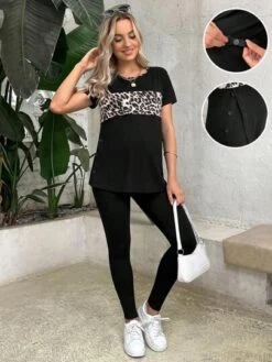 SHEIN Maternity Leopard Print Tee & Adjustable Waist Leggings -Curated Swimwear 168474523147c6064fa68ac11f7da54bb34b437ddc thumbnail 405x552