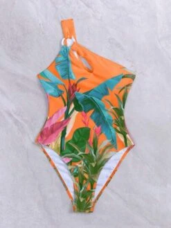 Tropical Print Ring Linked One Shoulder One Piece Swimsuit -Curated Swimwear 1684750372bded58631459db5e1879b0fad915935b thumbnail 405x552