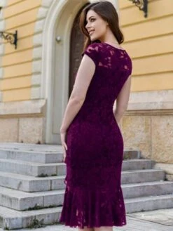 MIUSOL Solid Ruffle Trim Wrap Hem Party Dress