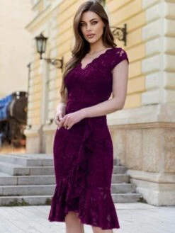 MIUSOL Solid Ruffle Trim Wrap Hem Party Dress -Curated Swimwear 168480546853d86ab8c69bcda9c80971ce64094345 thumbnail 405x552