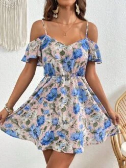 SHEIN VCAY Floral Print Cold Shoulder Dress -Curated Swimwear 1684812924a87246a9b0f4ab013f854fa351fff290 thumbnail 405x552