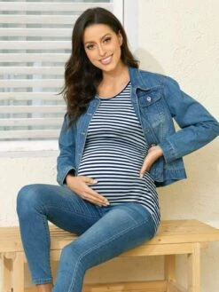 Maternity Striped Print Ruched Side Tank Top -Curated Swimwear 16849166071ddb966b7b06ee84c3d9ba2516dd784f thumbnail 405x552