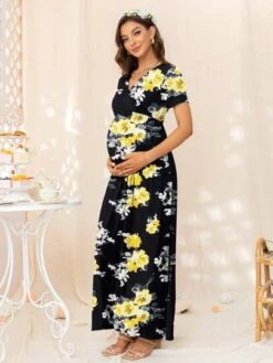 DEARCASE Maternity Floral Print Surplice Neck Dress -Curated Swimwear 16849177728e61da82ca25b0a906d07636eba57353 thumbnail 405x552