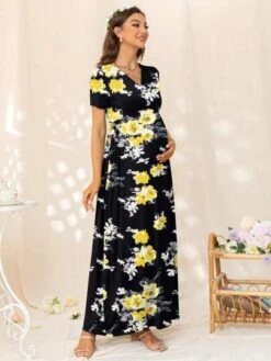 DEARCASE Maternity Floral Print Surplice Neck Dress -Curated Swimwear 16849177759f0891d63c8d6af07348860a8c805835 thumbnail 405x552
