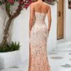 LOVE&LEMONADE One Shoulder Split Thigh Sequin Formal Dress