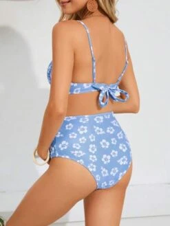 SHEIN Maternity Floral Print Smocked Bikini Swimsuit
