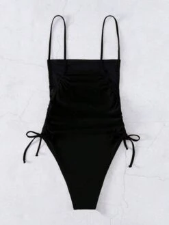 Drawstring Side One Piece Swimsuit