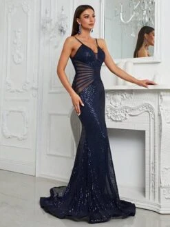 Giffniseti Mesh Insert Sequin Mermaid Hem Formal Dress -Curated Swimwear 168532443200fa051acccb78cbe847284531419c48 thumbnail 405x552