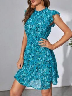 SHEIN Tall Allover Floral Print Ruffle Trim Shirred Waist Dress -Curated Swimwear 16853278046de3c57118d1f19c7ab280d299e9ab61 thumbnail 405x552