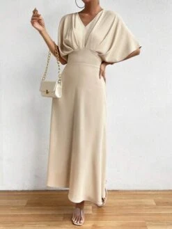 SHEIN Privé Solid Batwing Sleeve A-line Dress -Curated Swimwear 16853372836f35dab8ba640d1be77de8b779e81e8b thumbnail 405x552