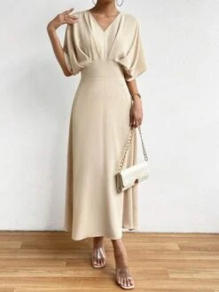 SHEIN Privé Solid Batwing Sleeve A-line Dress -Curated Swimwear 168533728521628055e806b22485df57357d47a799 thumbnail 405x552