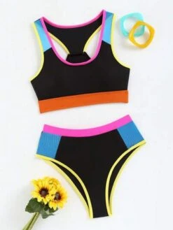 Colorblock Contrast Binding High Waisted Bikini Swimsuit -Curated Swimwear 1685349043bf4dc0f4c363faba8f2ef6e46fcf3cde thumbnail 405x552