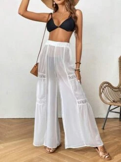 SHEIN VCAY Contrast Lace Ruffle Hem Cover Up Pants Without Bikini Bottom -Curated Swimwear 1685515853a49c0b2d6c813d31c314c3a37f829b4c thumbnail 405x552