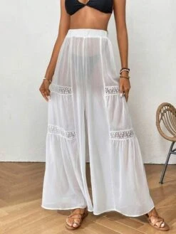 SHEIN VCAY Contrast Lace Ruffle Hem Cover Up Pants Without Bikini Bottom -Curated Swimwear 1685515859f48741b0fb0a6e9ac54305fa81dd1280 thumbnail 405x552