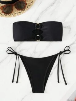 Ring Linked Bandeau Tie Side Bikini Swimsuit -Curated Swimwear 1685522467d9bf3db9427f96694e351714a61f3cc9 thumbnail 405x552