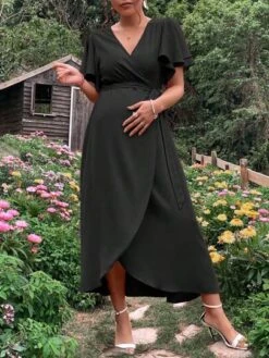 SHEIN Maternity Butterfly Sleeve Knot Side Wrap Dress -Curated Swimwear 16855843919039e95cf50ed1af0651efd23570cb6e thumbnail 405x552