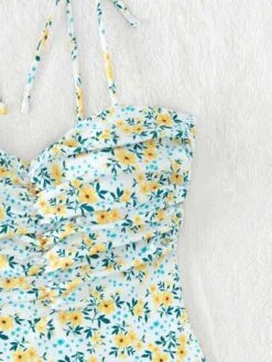 Ditsy Floral Print Ruched Tie Shoulder One Piece Swimsuit -Curated Swimwear 1685610565289b26f733ecd03fd9f1a01b90763f05 thumbnail 405x552