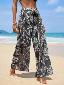 SHEIN Tropical Print Belted Wide Leg Pants -Curated Swimwear 16856700584f3b5a6fb9edcb85f04387aec99ee2af thumbnail 405x552