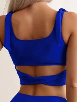 Tie Shoulder High Waisted Bikini Swimsuit -Curated Swimwear 16856736701ddf4aa23786e5b557ac8c8cefe4fe98 thumbnail 405x552