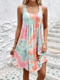 SHEIN LUNE Tie Dye Fold Pleated Detail Dress -Curated Swimwear 16856754477576684ee4cae5cc16918b746dbc9dd9 thumbnail 405x552