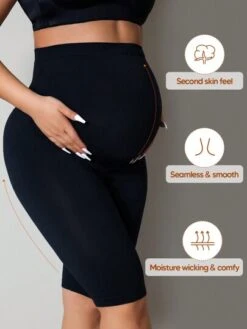 Maternity Solid High Waist Biker Shorts -Curated Swimwear 1685678464e11a2f2571ab54450002ebcfd0922273 thumbnail 405x552
