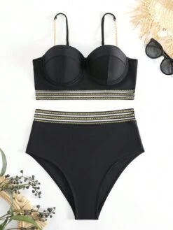 Chain Print Contrast Mesh Bikini Swimsuit -Curated Swimwear 16856853497c3aedf04a3a7d67d97d7f660cff3923 thumbnail 405x552
