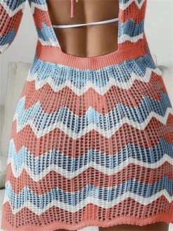 Chevron Pattern Backless Cover Up Dress Without Bikini Set -Curated Swimwear 168592771028e4791bc3e862966ed20cbda3c1b96c thumbnail 405x552
