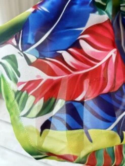 Tropical Print V Neck Batwing Sleeve Knot Front Cover Up Dress -Curated Swimwear 1685928481b785b113a88d629b76a938727163d9ad thumbnail 405x552