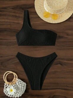 Plain One Shoulder Bikini Swimsuit -Curated Swimwear 1685931669d42436e44208103d6442c296ca79d727 thumbnail 405x552